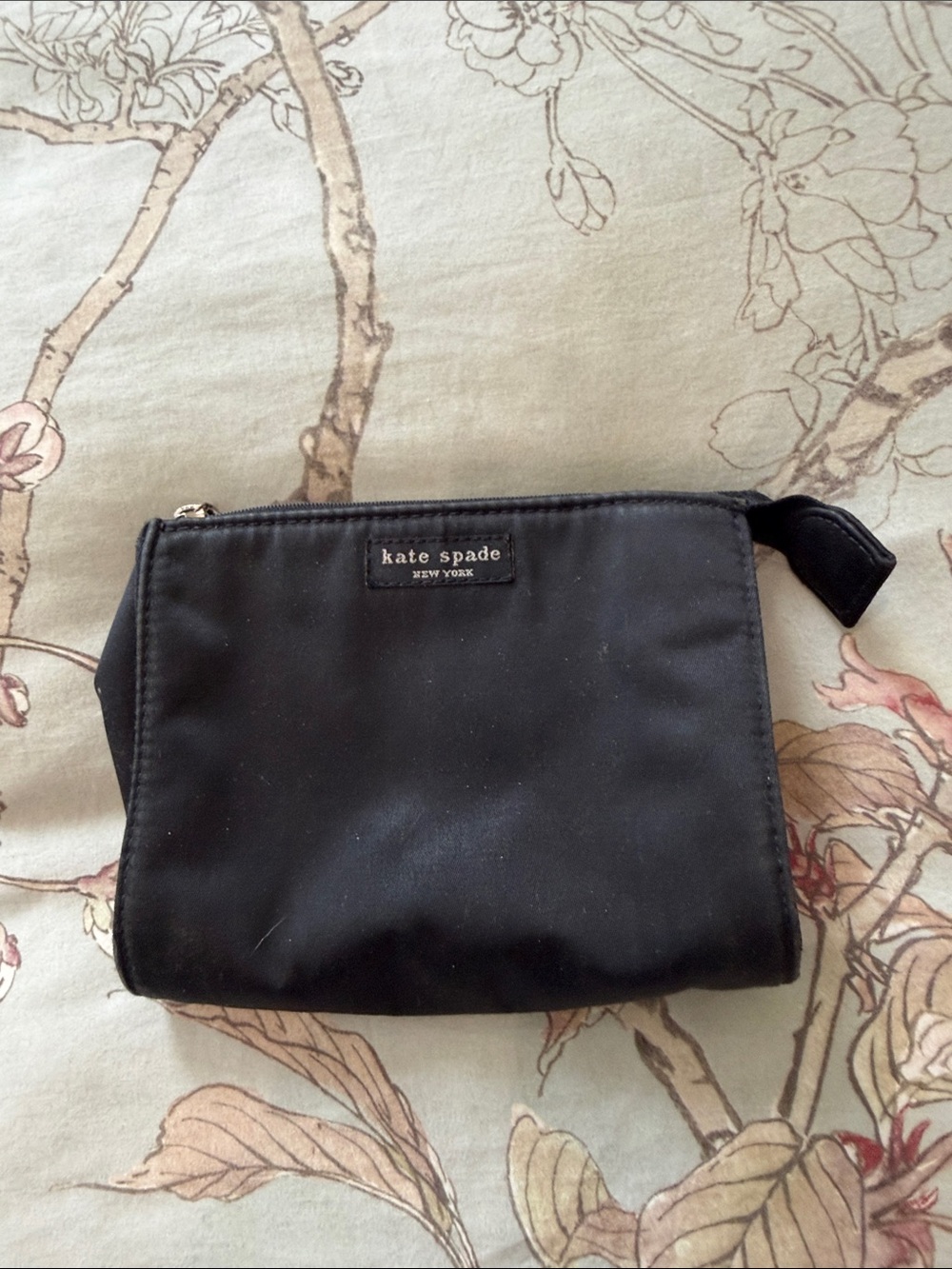 kate spade black nylon toiletry pouch with wrist tab